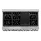 ZLINE Appliance Package - 48" Dual Fuel Range, Range Hood, Microwave, Dishwasher, Refrigerator with Water & Ice Dispenser