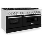 ZLINE 60-Inch Dual Fuel Professional Range with Gas Cooktop and Electric Convection Oven in Stainless Steel with Black Matte Door (RA-BLM-60)