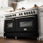 ZLINE 60-Inch Dual Fuel Professional Range with Gas Cooktop and Electric Convection Oven in Stainless Steel with Black Matte Door (RA-BLM-60)