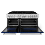 ZLINE 60-Inch Dual Fuel Professional Range with Gas Cooktop and Electric Convection Oven in Stainless Steel with Blue Gloss Door (RA-BG-60)