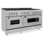 ZLINE 60 in. Legacy Dual Fuel Range, 7.4 cu. ft., 9 Burner Gas Cooktop, 2 Electric Convection Ovens, Stainless Steel with Satin Stainless Steel Doors (RA-SN-60)