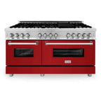 ZLINE 60-Inch Dual Fuel Professional Range, Stainless Steel with Red Gloss Door (RA-RG-60)