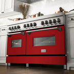 ZLINE 60-Inch Dual Fuel Professional Range, Stainless Steel with Red Gloss Door (RA-RG-60)