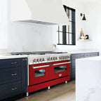 ZLINE 60-Inch Dual Fuel Professional Range, Stainless Steel with Red Gloss Door (RA-RG-60)