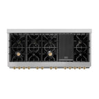 ZLINE Autograph Edition 60 in. 7.4 cu. ft. Legacy Dual Fuel Range with 9 Gas Burners and Double Electric Convection Ovens in Satin Stainless Steel with Champagne Bronze Accents (RASZ-SN-60-CB)