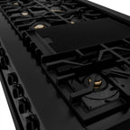 ZLINE 60 in. Dual Fuel Range with Gas Burners and 7.6 cu. ft. Electric Oven in Black Stainless Steel with Brass Burners (RAB-60)