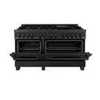 ZLINE 60 in. Dual Fuel Range with Gas Burners and 7.6 cu. ft. Electric Oven in Black Stainless Steel with Brass Burners (RAB-60)