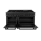 ZLINE 60 in. Dual Fuel Range with Gas Burners and 7.6 cu. ft. Electric Oven in Black Stainless Steel with Brass Burners (RAB-60)