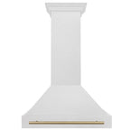 ZLINE 36 in. Wall Mount Range Hood Satin Stainless Steel 400 CFM Champagne Bronze Handle (8654SNZ-36-CB)