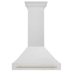 ZLINE 36" Wall Mount Range Hood – Satin Stainless Steel, Polished Gold Handle, 8654SNZ-36-G