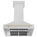 ZLINE 36" Wall Mount Range Hood – Satin Stainless Steel, Polished Gold Handle, 8654SNZ-36-G