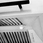 ZLINE 36 Inch Wall Mount Range Hood Satin Stainless Steel Matte Black Handle 8654SNZ-36-MB