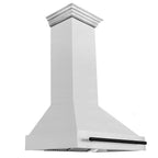 ZLINE 36 Inch Wall Mount Range Hood Satin Stainless Steel Matte Black Handle 8654SNZ-36-MB