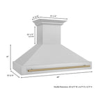 ZLINE 48 in Wall Mount Range Hood Satin Stainless Steel Champagne Bronze Handle 8654SNZ-48-CB