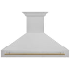 ZLINE Autograph Package - 48 In. Gas Range and Range Hood in Satin Stainless Steel with Champagne Bronze Accents, 2AKPR-RGSRH48-CB