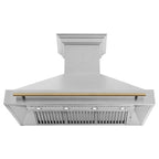 ZLINE Autograph Package - 48 In. Dual Fuel Range and Range Hood in Satin Stainless Steel with Champagne Bronze Accents, 2AKPR-RASRH48-CB