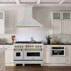 ZLINE 48 in Wall Mount Range Hood Satin Stainless Steel Champagne Bronze Handle 8654SNZ-48-CB