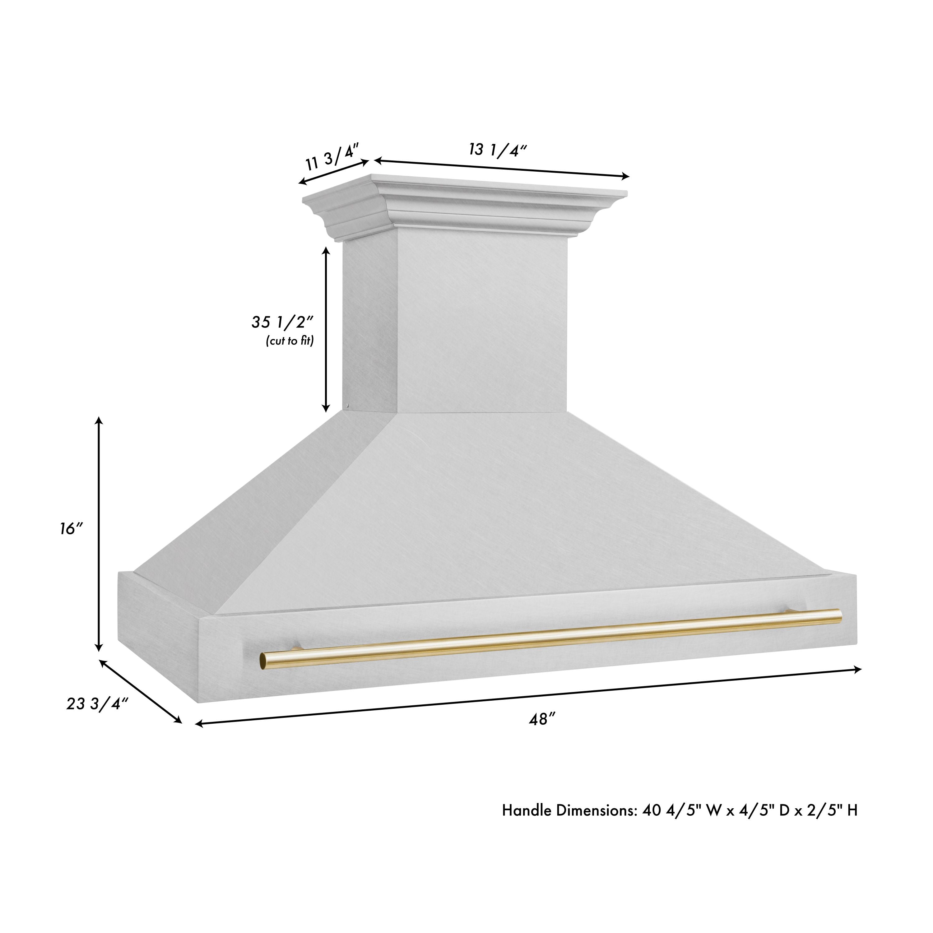 ZLINE Autograph Package - 48 In. Gas Range and Range Hood in Satin Stainless Steel with Gold Accents, 2AKPR-RGSRH48-G
