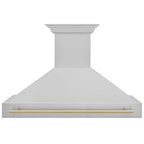 ZLINE Autograph Package - 48 In. Gas Range and Range Hood in Satin Stainless Steel with Gold Accents, 2AKPR-RGSRH48-G