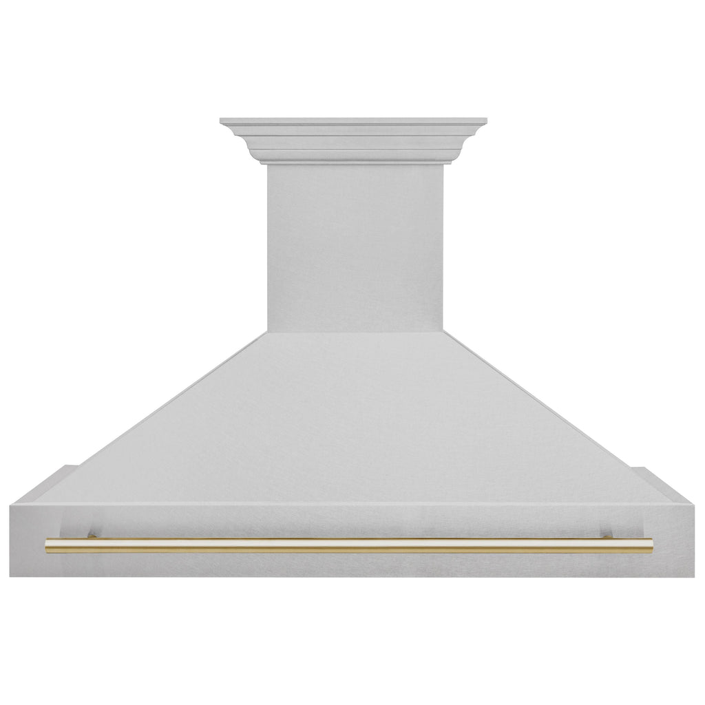 ZLINE Autograph Package - 48 In. Dual Fuel Range and Range Hood in Satin Stainless Steel with Gold Accents, 2AKPR-RASRH48-G