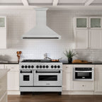 ZLINE 48 in. Wall Mount Range Hood Satin Stainless Steel 700 CFM Matte Black Handle (8654SNZ-48-MB)