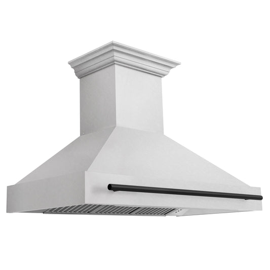 ZLINE 48 in. Wall Mount Range Hood Satin Stainless Steel 700 CFM Matte Black Handle (8654SNZ-48-MB)