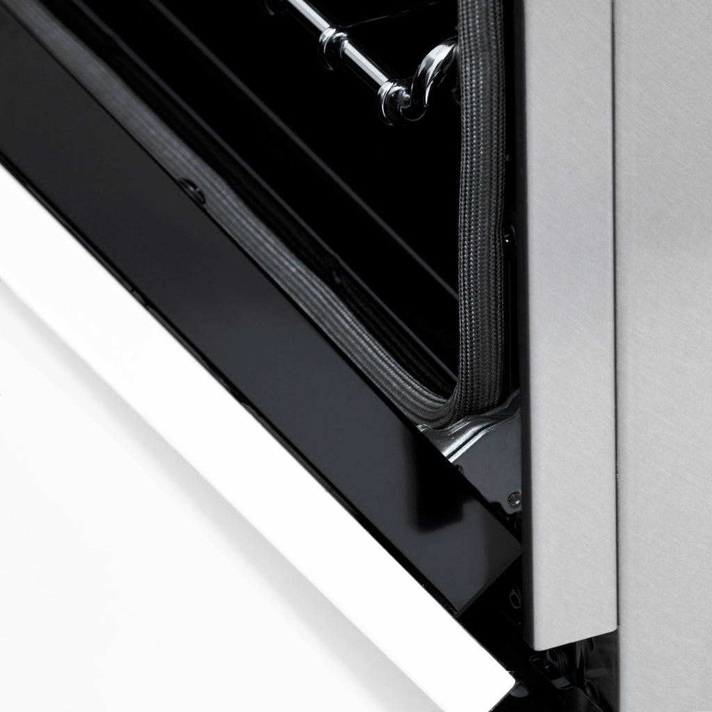 ZLINE Autograph Package - 48" Dual Fuel Range, Range Hood in Satin Stainless Steel, White Matte Door, Bronze Accents