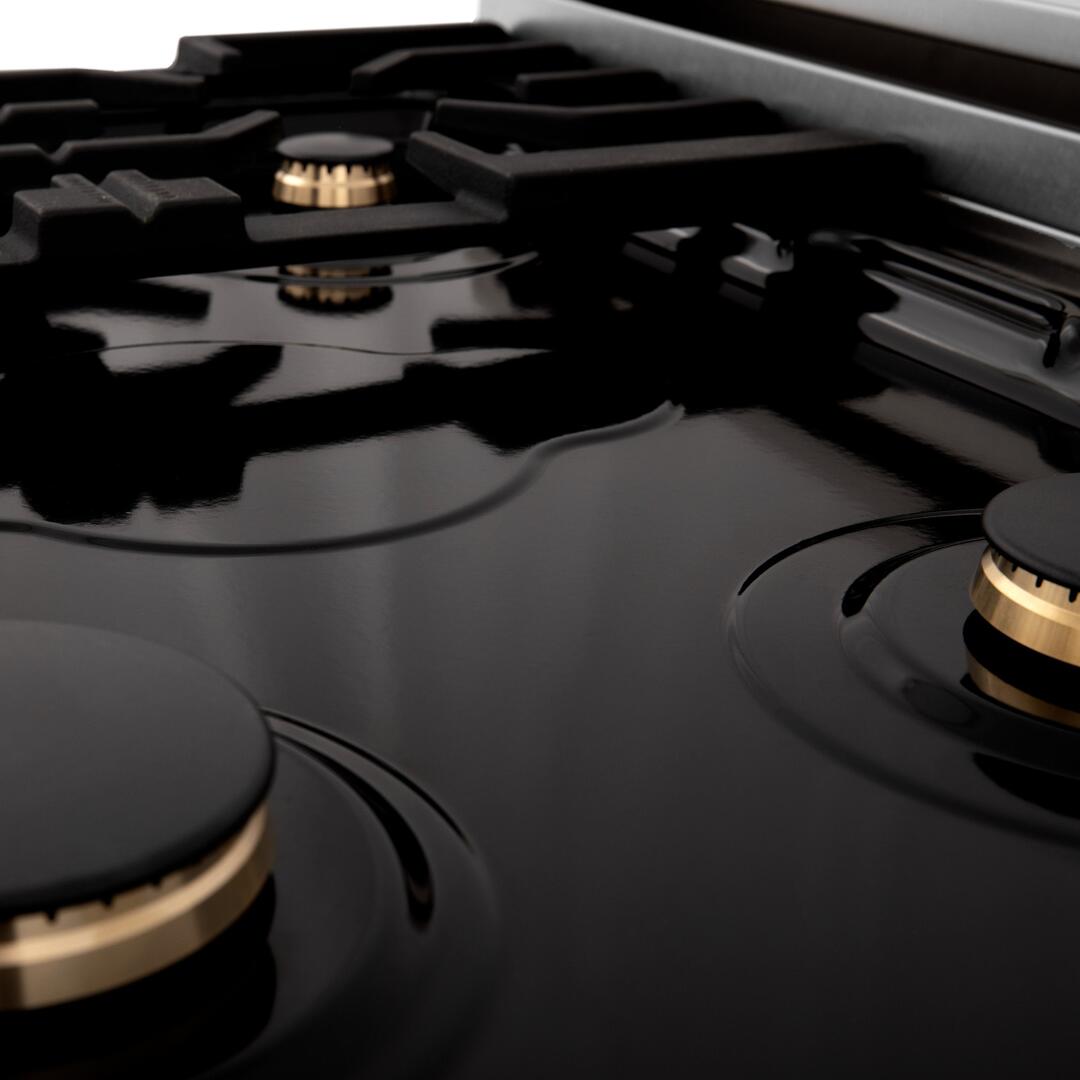 ZLINE Autograph Edition 48 in. Dual Fuel Range with 7 Gas Burners and Double Electric Ovens, 6.0 cu. ft., Satin Stainless Steel with Champagne Bronze Accents (Model RASZ-SN-48-CB)