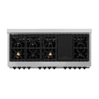 ZLINE Autograph Edition 60 in. 7.4 cu. ft. Legacy Dual Fuel Range with 9 Gas Burners and Double Electric Convection Ovens in Satin Stainless Steel with Matte Black Accents (RASZ-SN-60-MB)