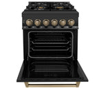 ZLINE Autograph Edition 24 in. Dual Fuel Range – Black Stainless Steel with Bronze Accents (RABZ-24-CB)