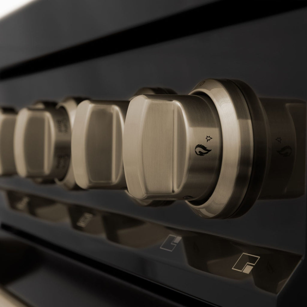 ZLINE Autograph Edition 24 in. Dual Fuel Range – Black Stainless Steel with Bronze Accents (RABZ-24-CB)