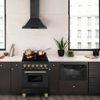 ZLINE Autograph Edition 24 in. Dual Fuel Range – Black Stainless Steel with Bronze Accents (RABZ-24-CB)