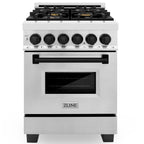 ZLINE Autograph 24" Dual Fuel Range, 2.8 cu. ft., Stainless Steel with Black Matte Accents (RAZ-24-MB)
