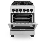 ZLINE Autograph 24" Dual Fuel Range, 2.8 cu. ft., Stainless Steel with Black Matte Accents (RAZ-24-MB)