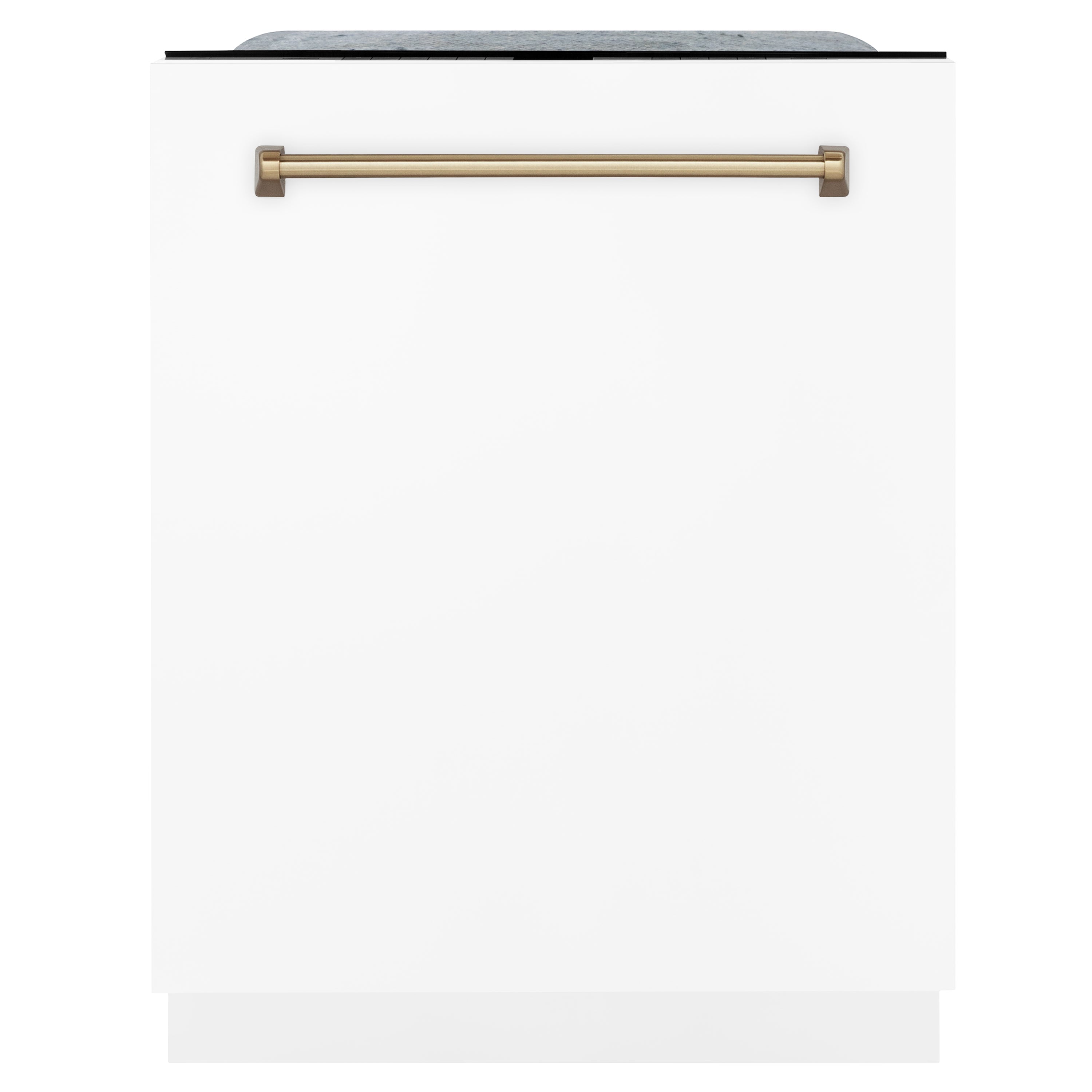 ZLINE Autograph Package - 48" Dual Fuel Range, Range Hood, and Dishwasher in White Matte and Satin Stainless Steel with Bronze Accents, 3AKPR-RASWMRHDWM48-CB