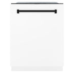 ZLINE Autograph Package - 48" Dual Fuel Range, Range Hood, Dishwasher in Satin Stainless Steel, Matte Black Accents