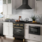 ZLINE Autograph Edition 30 in. 4.0 cu. ft. Dual Fuel Range with 4-Burner Gas Cooktop and Electric Convection Oven in Stainless Steel with Champagne Bronze Accents (RABZ-30-CB)