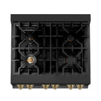 ZLINE Autograph Edition 30 in. 4.0 cu. ft. Dual Fuel Range with 4-Burner Gas Cooktop and Electric Convection Oven in Stainless Steel with Champagne Bronze Accents (RABZ-30-CB)