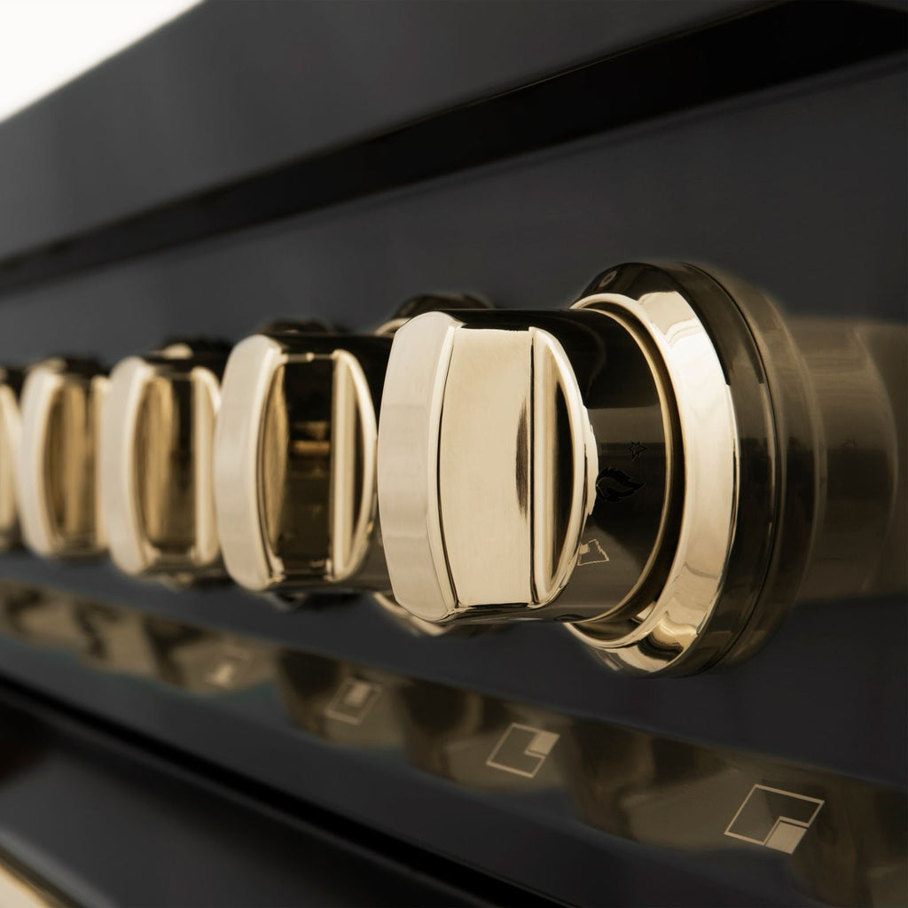 ZLINE Autograph Edition 30 in. 4.0 cu. ft. Dual Fuel Range in Black Stainless Steel with Gold Accents (RABZ-30-G)