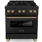 ZLINE Autograph Edition 30 in. 4.0 cu. ft. Dual Fuel Range with 4-Burner Gas Cooktop and Electric Convection Oven in Stainless Steel with Champagne Bronze Accents (RABZ-30-CB)