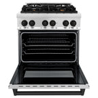 ZLINE Autograph 30 in. 4.0 cu. ft. Dual Fuel Range with Gas Cooktop and Electric Convection Oven in Stainless Steel with Black Matte Accents (RAZ-30-MB)