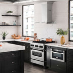 ZLINE Autograph 30 in. 4.0 cu. ft. Dual Fuel Range with Gas Cooktop and Electric Convection Oven in Stainless Steel with Black Matte Accents (RAZ-30-MB)