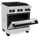 ZLINE Autograph 30 in. 4.0 cu. ft. Dual Fuel Range with Gas Cooktop and Electric Convection Oven in Stainless Steel with Black Matte Accents (RAZ-30-MB)
