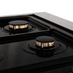 ZLINE Autograph Edition Legacy 30" Dual Fuel Range, 4.0 cu. ft. Electric Convection Oven, 4-Burner Gas Cooktop, Satin Stainless Steel with Matte Black Accents (RASZ-SN-30-MB)