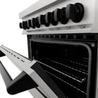 ZLINE Autograph Edition Legacy 30" Dual Fuel Range, 4.0 cu. ft. Electric Convection Oven, 4-Burner Gas Cooktop, Satin Stainless Steel with Matte Black Accents (RASZ-SN-30-MB)