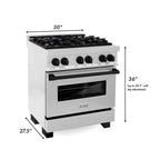 ZLINE Autograph Edition Legacy 30" Dual Fuel Range, 4.0 cu. ft. Electric Convection Oven, 4-Burner Gas Cooktop, Satin Stainless Steel with Matte Black Accents (RASZ-SN-30-MB)