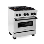 ZLINE Autograph Edition Legacy 30" Dual Fuel Range, 4.0 cu. ft. Electric Convection Oven, 4-Burner Gas Cooktop, Satin Stainless Steel with Matte Black Accents (RASZ-SN-30-MB)