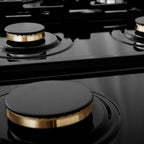 ZLINE Autograph 36" Legacy Gas Rangetop with 6 Burners and Porcelain Cooktop in Satin Stainless Steel with Matte Black Accents, RTSZ-36-MB