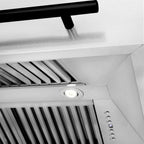 ZLINE 36 in Wall Mount Range Hood Satin Stainless Steel White Matte Shell 700 CFM Matte Black Handle (8654SNZ-WM36-MB)
