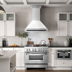 ZLINE 36 in Wall Mount Range Hood Satin Stainless Steel White Matte Shell 700 CFM Matte Black Handle (8654SNZ-WM36-MB)